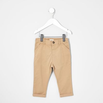 Mini boys camel brown chino trousers
